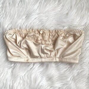 vintage Glamorise nude pink satin and lace strapless bra size us 38